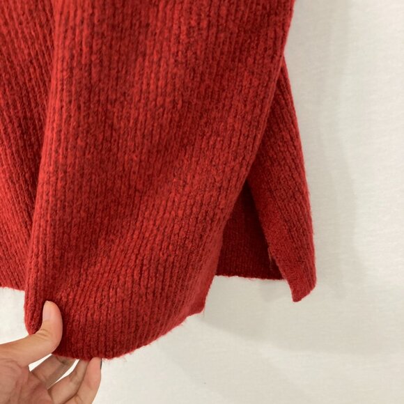 New Halogen size XL Red V neck Rib Knit Side Slit Cozy Knit Tunic Sweater - Picture 9 of 13